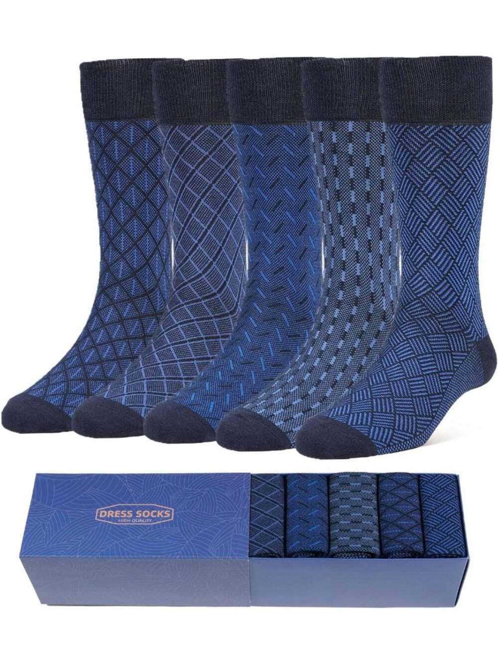 Men's Bamboo Crew Dress Socks 5-Pack | Breathable, Moisture-Wicking, Formal Size